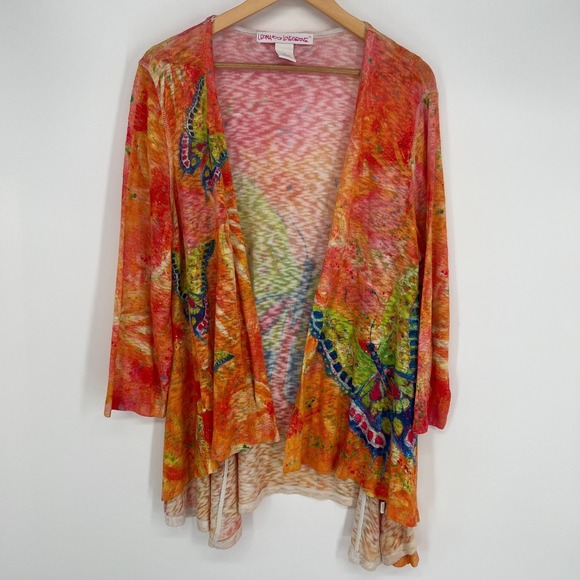 Leoma Lovegrove Open Cardigan Womens Sz XL  Butterfly Wearable Art Knit Kimono - Picture 2 of 12